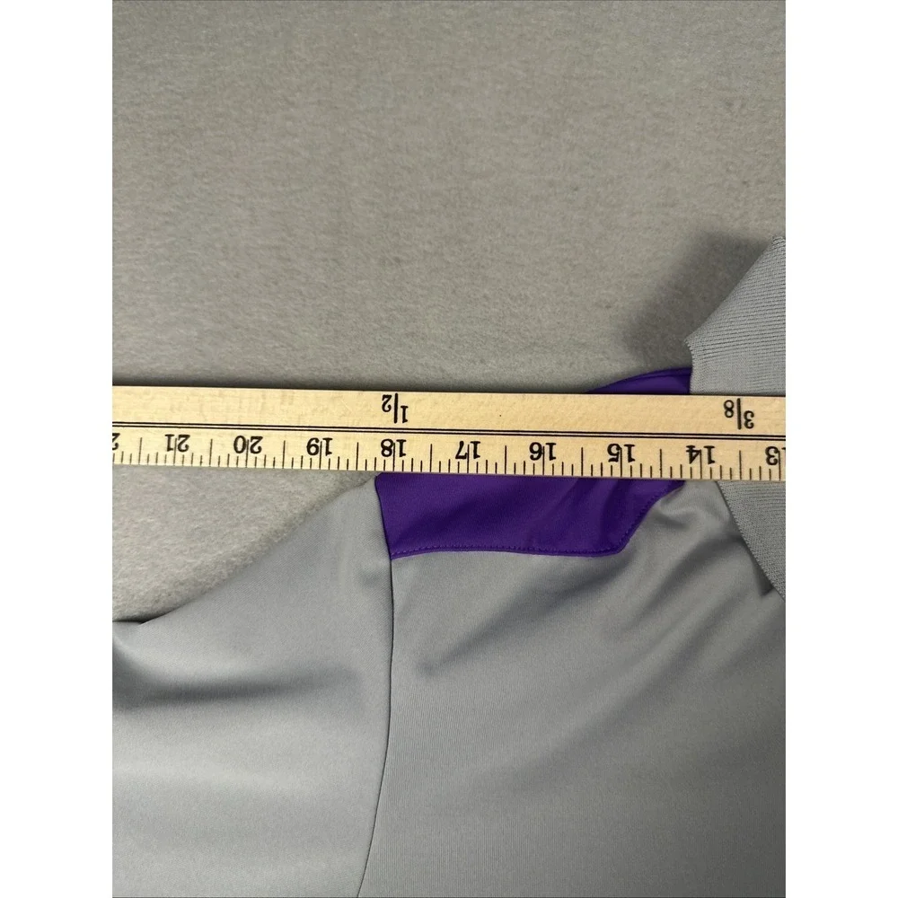 Adidas Men's Golf Polo Shirt‎ L Gray Purple Short Sleeve Collared